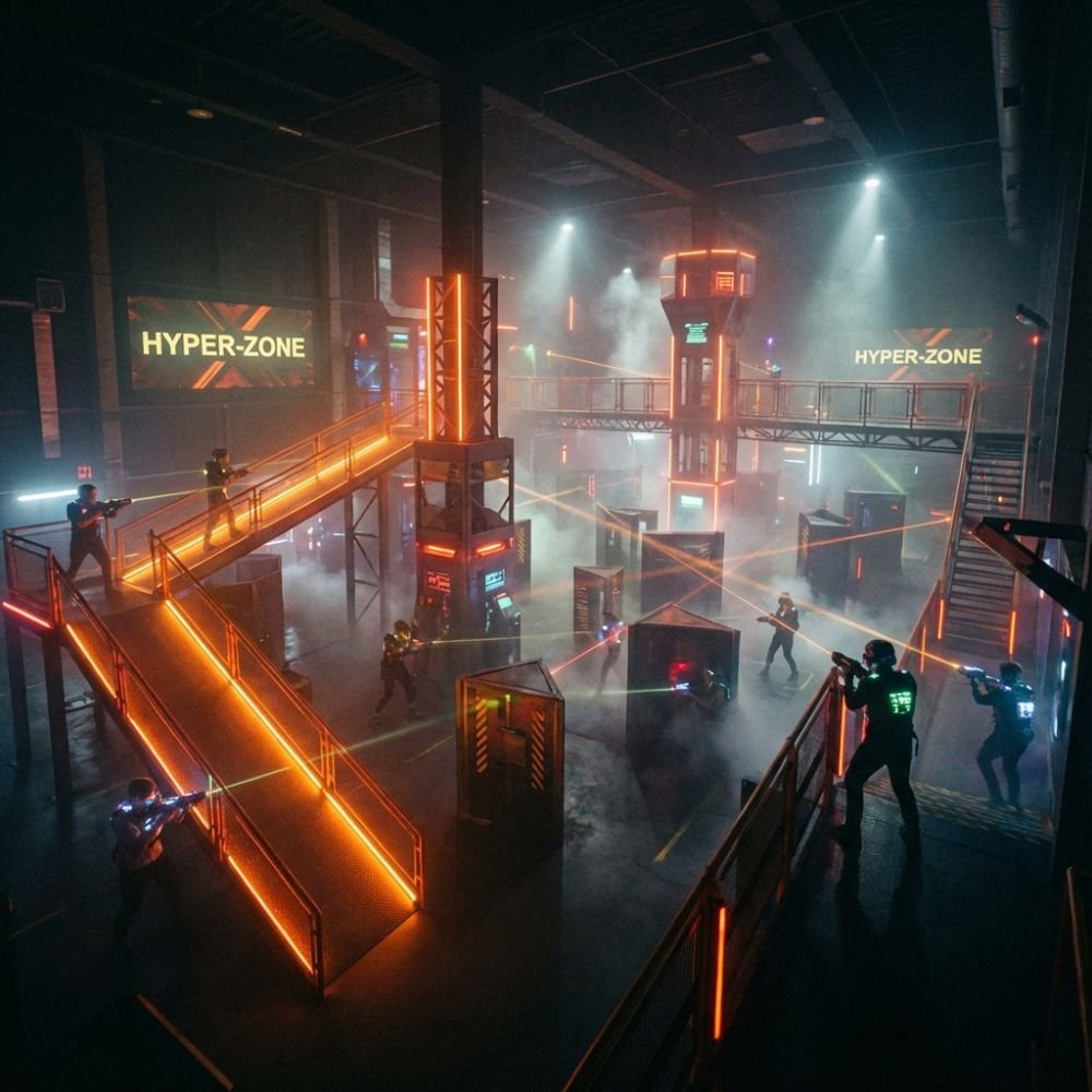 Arène du laser game avec des participants