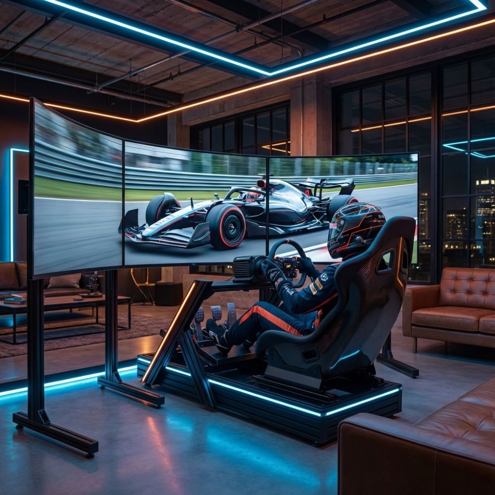 Pilote sur un simulateur automobile